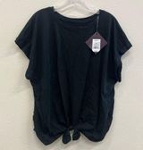 Ava & viv black short sleeve tie front basic tee NWT Photo 0