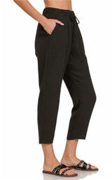 Zenana Woven Crepe Elastic‎ Band Waist Pants Photo 0