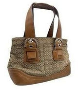 Vintage Coach F10928 Soho Buckle Signature Jacquard Monogram Canvas Shoulder Bag Photo 0