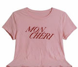 Anthropologie Maeve Mon Cheri Graphic Tee Pink Raw Hem T Shirt Size L Photo 0