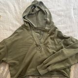 Olive Green Cropped Sweatshirt Photo 0