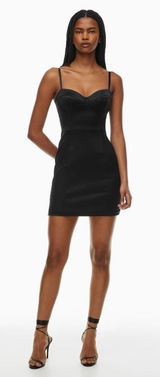 Aritzia NWT Ten Heartbeat Mini Dress Black Noir‎ Satin Bustier Size 10 Photo 0