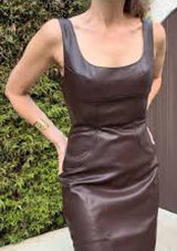Commense Sleeveless Brown Faux Leather Midi Dress- NWT Photo 0