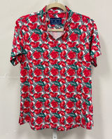 Bermuda Sands Women's Red‎ Floral Performance Golf Polo Shirt UPF 50 Wick Away M Photo 0