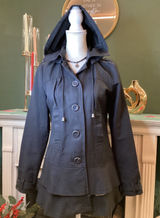 Maurice's Black‎ Hooded Ruffle Hem Jacket Womens Size S Photo 0