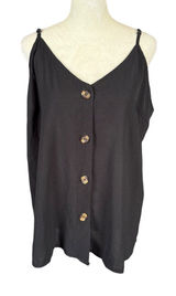 Shiela Rose women's black sleeveless button down v-neck tank top size XL Photo 0