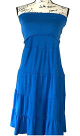 New Directions Royal Blue Convertible Tiered Strapless Dress Maxi skirt Small‎ Photo 0