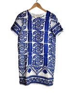 Lulu's Fond of You Shift Dress Women's Small Blue Embroidered Mini Coastal Vacay Photo 0