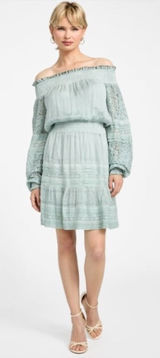 Guess Audrey Off-The-Shoulder Silk Blend Mini‎ Dress XS NWT Photo 0