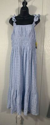 Kingston Grey Women’s Boho Blue Tiered Flutter Sleeve Maxi Dress SZ XL NWT Photo 0