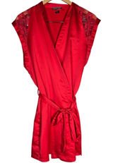 Victoria's Secret‎ Red Satin Lace Short Sleeve Kimono Robe M Boudoir Sexy Photo 0