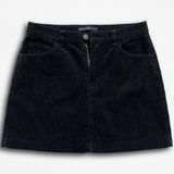 Brandy‎ Melville Black Corduroy Mini Skirt XXS XS High Waisted A-Line 24 Waist Photo 0