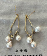 NWOT Alexis Bittar Gold Tone Crystal & White Pearl Drop Earrings Photo 0