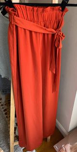 orange belted wide leg pants Photo 0