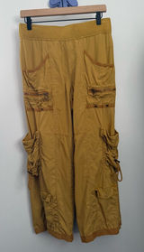 Xcvi XS Yellow Marigold Pants Straight Baggy Cargo Boho Gypsy Hippie Relaxed Photo 0