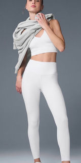 Alo Yoga High-Waisted White Airbrush Leggings. 7/8 length Photo 0