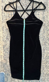 Black Velvet Slip Dress Criss Cross Straps Mini Bodycon Photo 0