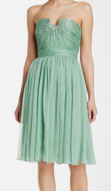 Halston Heritage Meadow Embellished Mint Green Strapless Chiffon Mini Dress $545 Photo 0
