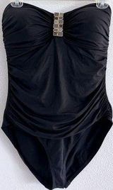 La Blanca Swimsuit Womens 12 Black Jewel Tummy Control Beach Resort Coast Luxury Photo 0