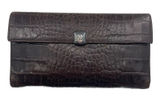 Vtg Lauren Ralph Lauren Wallet Croc Embossed Brown‎ Leather Checkbook Pocketbook Photo 0