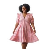 Simply Southern pink ruffle baby doll dress - large Photo 0