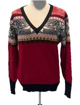 Gemma Huomo Wool Sweater Womens M Red/black knight on a horse Goth Grunge Photo 0