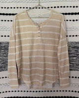 Billabong Tan Striped Henley Long-Sleeve Shirt Photo 0