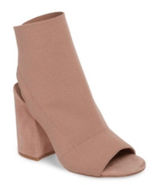 Steve Madden | Ferris Mauve Taupe Knit Peep Toe Sock Block Heel Boot Shoe, 9.5M Photo 0