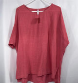 Zenana 100% Cotton Oversized Gauze Tunic Top Coral Pink XL Photo 0