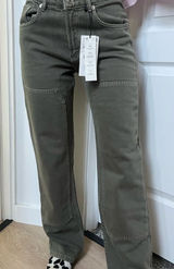 NWT Zara Army Green Denim‎ Jeans Photo 0