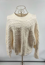 Abercrombie & Fitch Cable Knit Crewneck Sweater S/M Cream Chunky Knit Photo 0