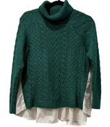 Anthropologie Turtleneck Green Cableknit Twofor Relaxed Chunky Sweater Size XS Photo 0