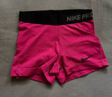 Nike Women's Hot Pink Pro Training Shorts with Black Waistband Photo 0