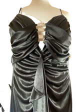 Sexy Ruched Hourglass‎ Black Dress Rhinestones 5/6 Formal Prom Evening Gown Photo 0