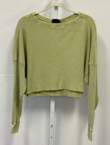 Out From Under Urban Outfitters Waffle Knit Cropped Thermal Top Sweatshirt Med Photo 0