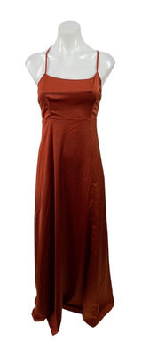 Showpo Women's Orange Sleeveless Cross Back Slit Maxi Flared A-Line Tank Dress 0 Photo 0