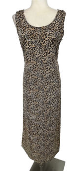 Vintage‎ Animal Print Maxi Dress Womens 10 Leopard Print Sleeveless Tie Back USA Photo 0