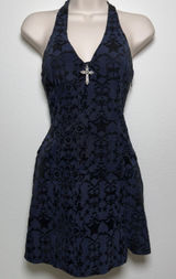White Fox Women Thou Shalt Not Mini Dress Small Midnight Blue Velvet Grunge Photo 0