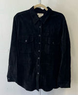 Vintage Jones New York Genuine Leather Suede Button Jacket‎ Shacket Shirt Blk 1X Photo 0