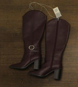 A New Day Rhonda Under-Knee Block Heel Boots 94637582 Burgundy Red 7M Photo 0