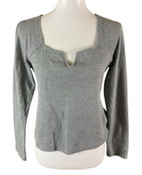 Pilcro Gray Waffle‎ Knit Long Sleeve Notch Neck Top M Casual Minimal Photo 0