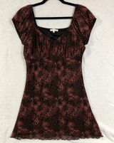 Ultra Flirt XL Brown Leopard‎ Print Mesh Short Sleeve Mini Dress Y2K Indie Alt Photo 0