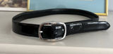 Black leather belt with silver buckle #leather #buckle #belt Photo 0