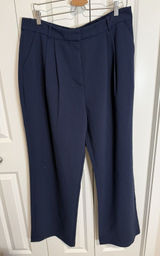 Abercrombie & Fitch Wide Leg High Rise Pleated Pants Size 16L/ 33 Blue 32.5 L Photo 0
