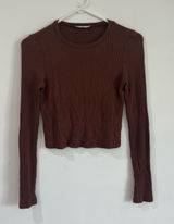 Reformation Brown Ribbed Top 90s Minimalist XS Y2K Model Off Duty Photo 0