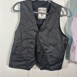 Vintage Wilda Black Genuine Leather Vest Motorcycle Riding Vest Size M EUC Photo 0