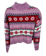 33 Degrees Fair Isle Snowflake XXL Purple Red Winter Knit Pullover‎ Photo 0