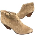 Frye‎ Reina Ankle Boots 10 Cognac Suede Western Ankle Zip Stacked Heel Booties Photo 0