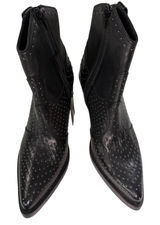 Emanuele Crasto‎ Italy Studded Black Leather Western Ankle Boots Grunge 39 NWT Photo 0