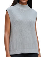 Abercrombie & Fitch Women's Knit‎ Sleeveless Top Mock Neck Gray Sweater Vest XL Photo 0